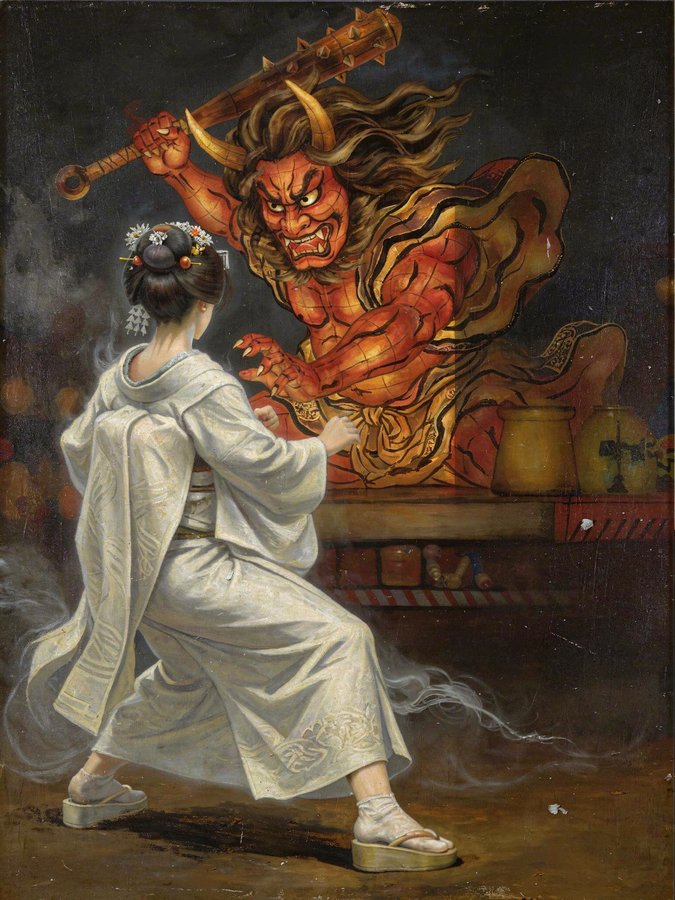 Alice faces the oni &mdash; back cover art