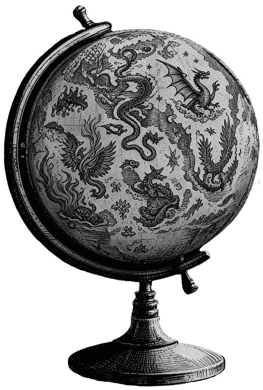 The mysterious globe, etched with dragons
